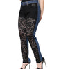 Dolce &amp; Gabbana Black Floral Lace Front Skinny Denim Jeans