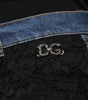 Dolce &amp; Gabbana Black Floral Lace Front Skinny Denim Jeans