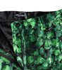 Dolce &amp; Gabbana Green Clover Silk Satin High Waist Tapered Pants
