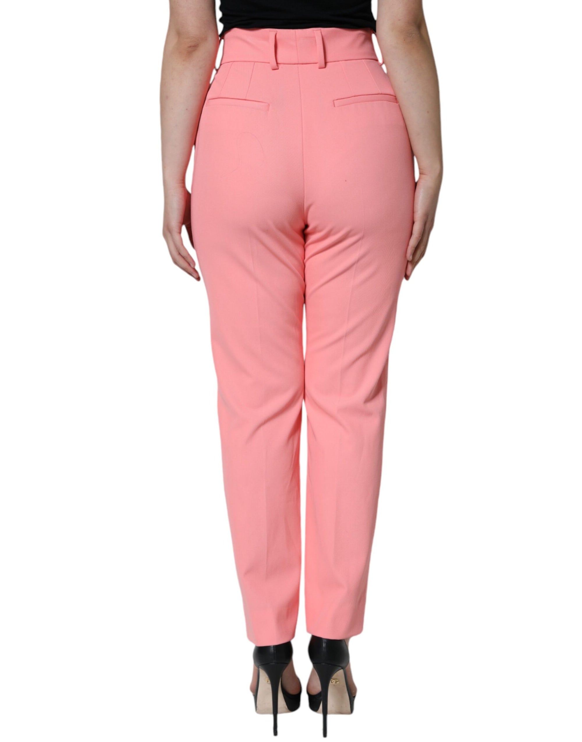Dolce &amp; Gabbana Rose Pink Polyester High Waist Tapered Pants