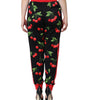 Dolce &amp; Gabbana Black Red Cherry Mid Waist Jogger Pants