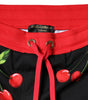 Dolce &amp; Gabbana Black Red Cherry Mid Waist Jogger Pants