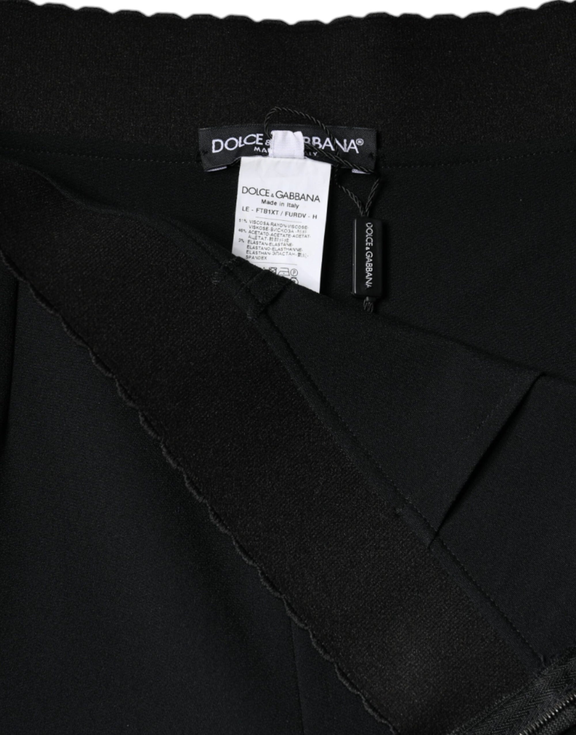 Dolce &amp; Gabbana Black Viscose High Waist Tapered Pants