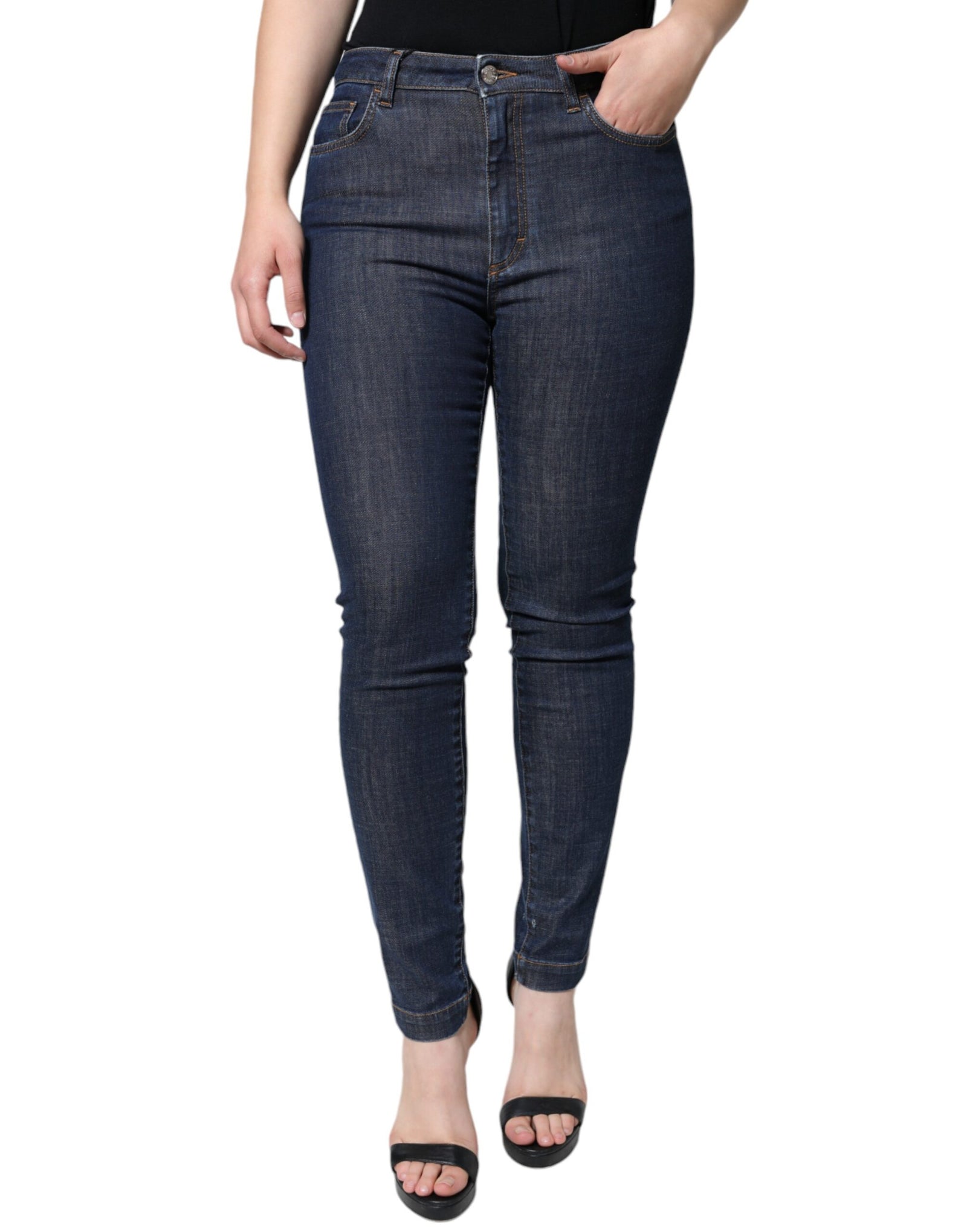Dolce &amp; Gabbana Dark Blue QUEEN Cotton Skinny Denim Jeans