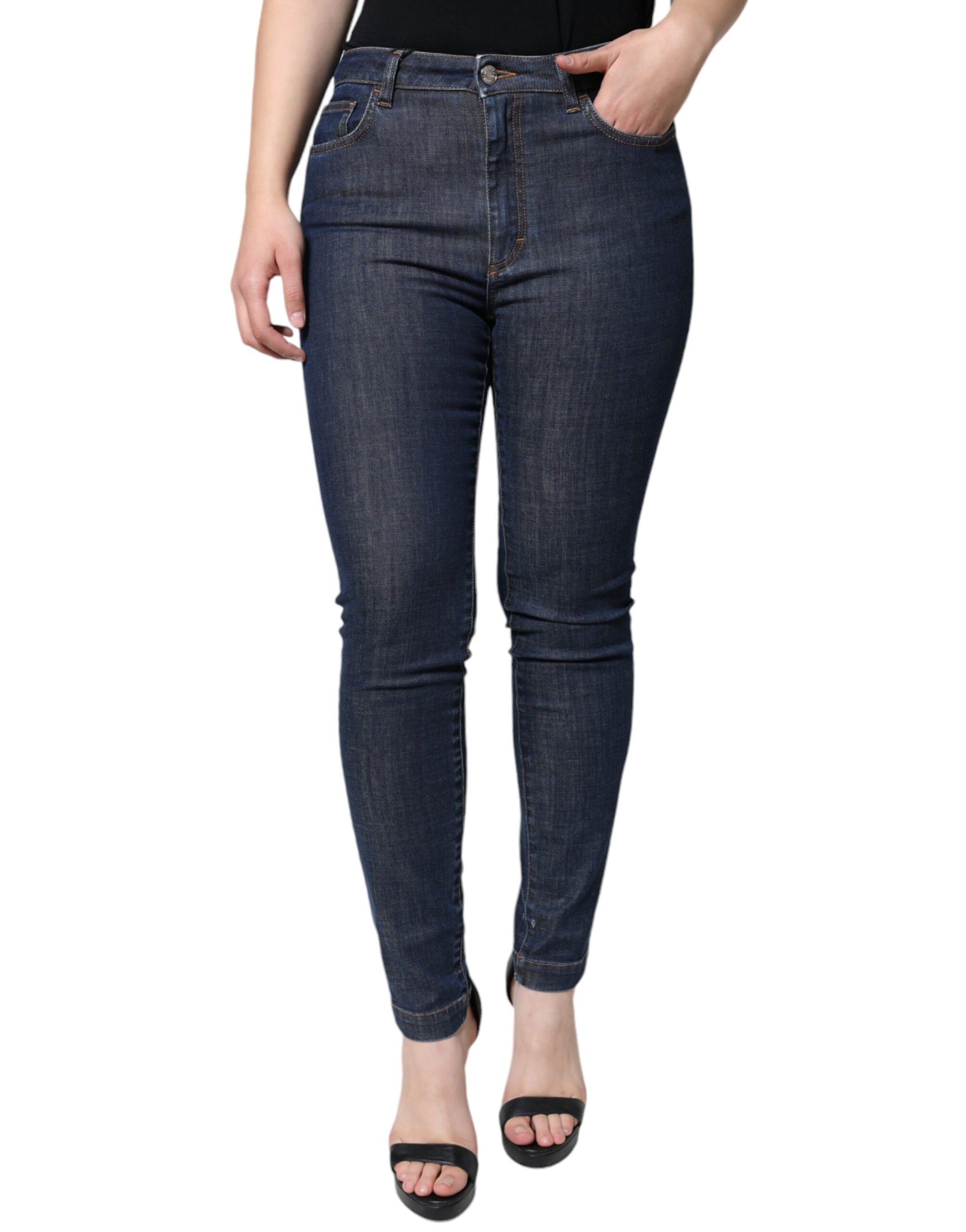 Dolce &amp; Gabbana Dark Blue QUEEN Cotton Skinny Denim Jeans