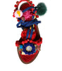 Dolce & Gabbana Multicolor Pom Pom Fur Wrap Sandals Shoes