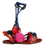 Dolce & Gabbana Multicolor Pom Pom Fur Wrap Sandals Shoes