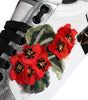 Dolce & Gabbana White Leather Floral Studded Sneakers Shoes