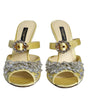 Dolce & Gabbana Yellow Mary Janes Satin Crystal Sandals Shoes