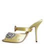 Dolce & Gabbana Yellow Mary Janes Satin Crystal Sandals Shoes