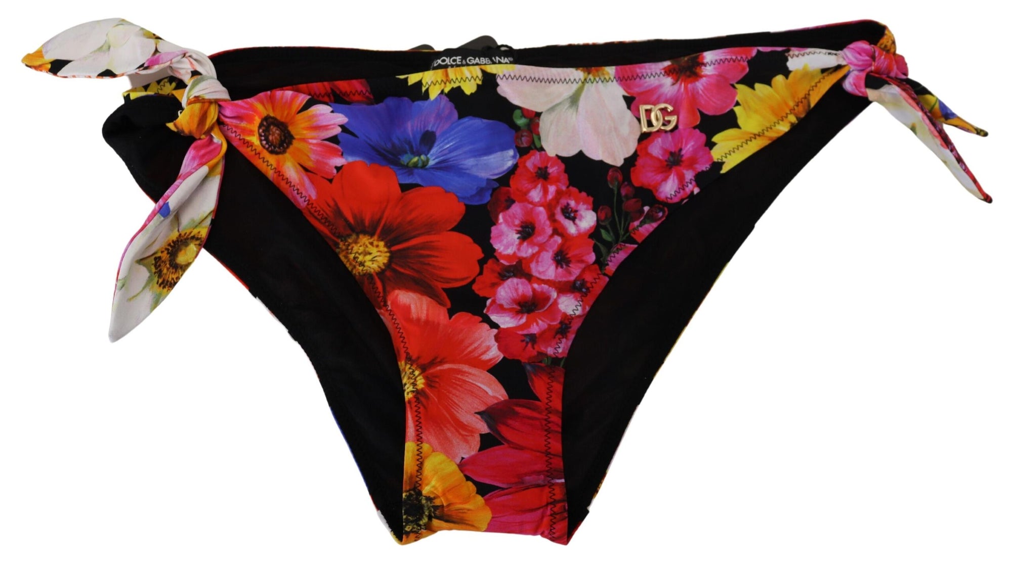 Bas de bikini noir à imprimé floral Dolce &amp; Gabbana