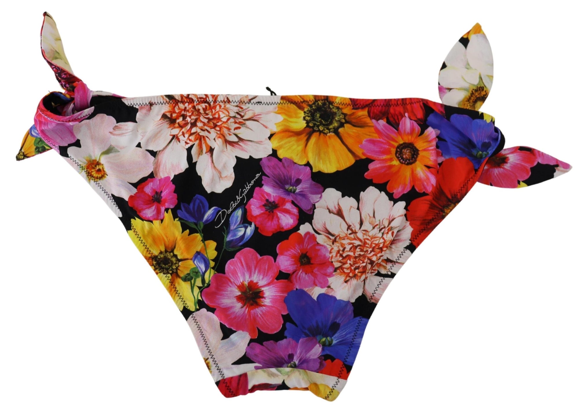 Bas de bikini noir à imprimé floral Dolce &amp; Gabbana