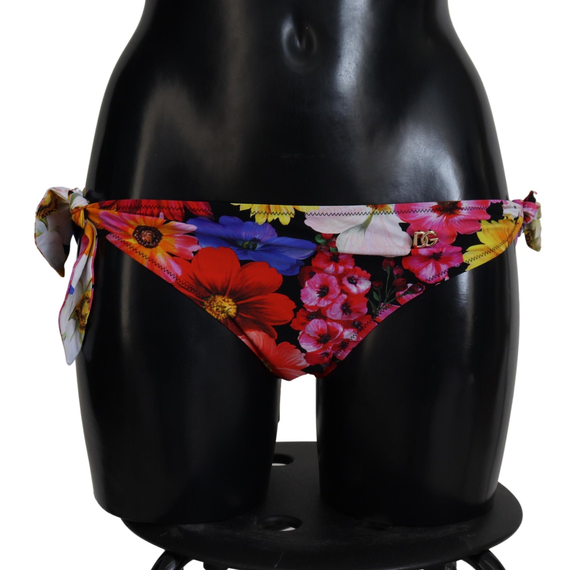 Bas de bikini noir à imprimé floral Dolce &amp; Gabbana