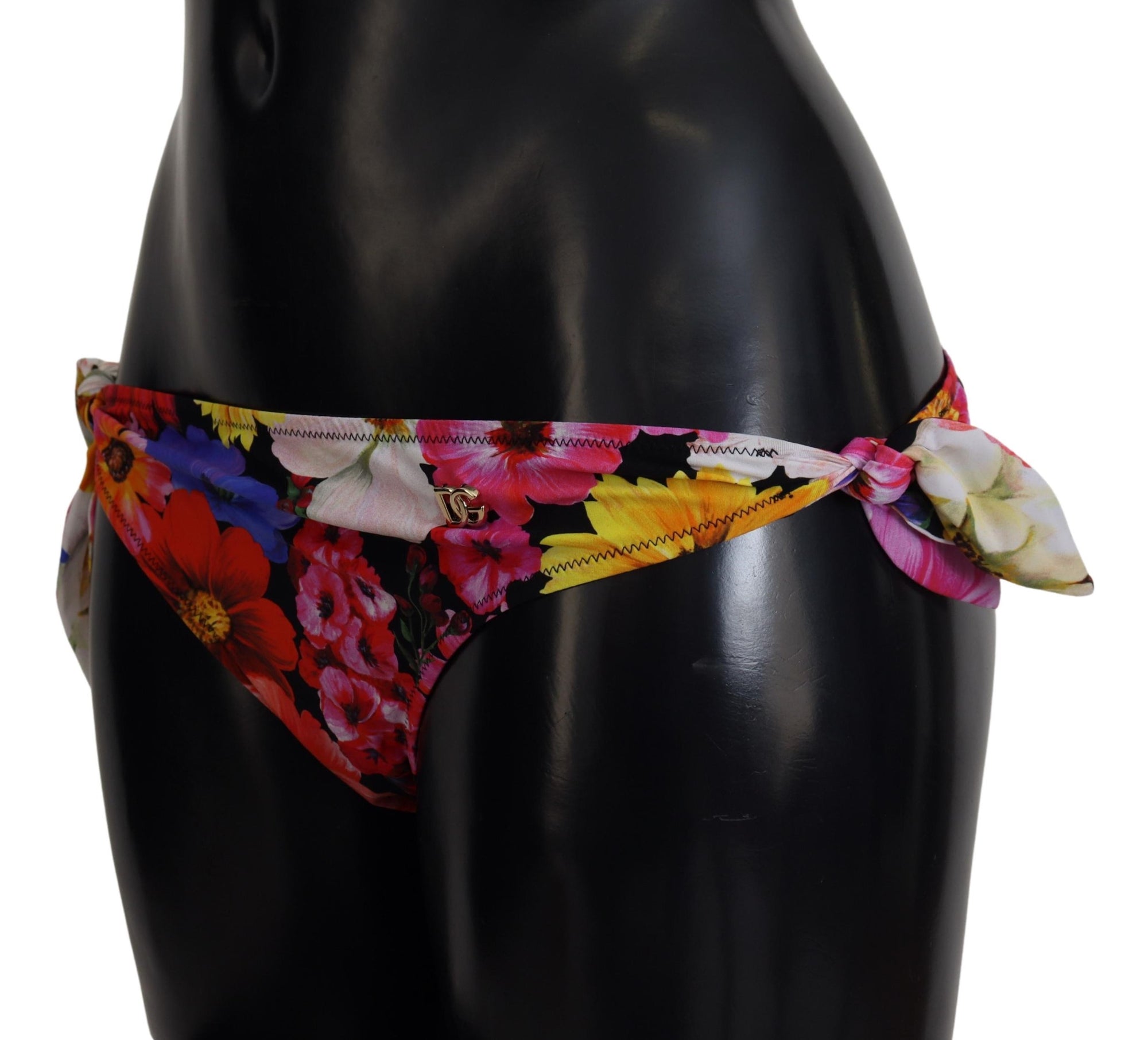 Bas de bikini noir à imprimé floral Dolce &amp; Gabbana