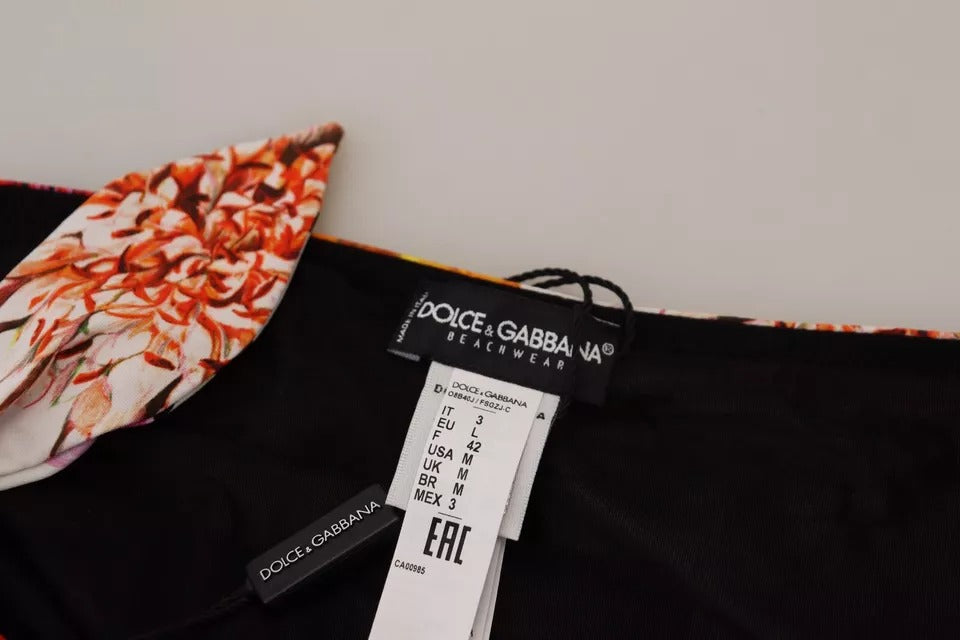 Bas de bikini noir à imprimé floral Dolce &amp; Gabbana