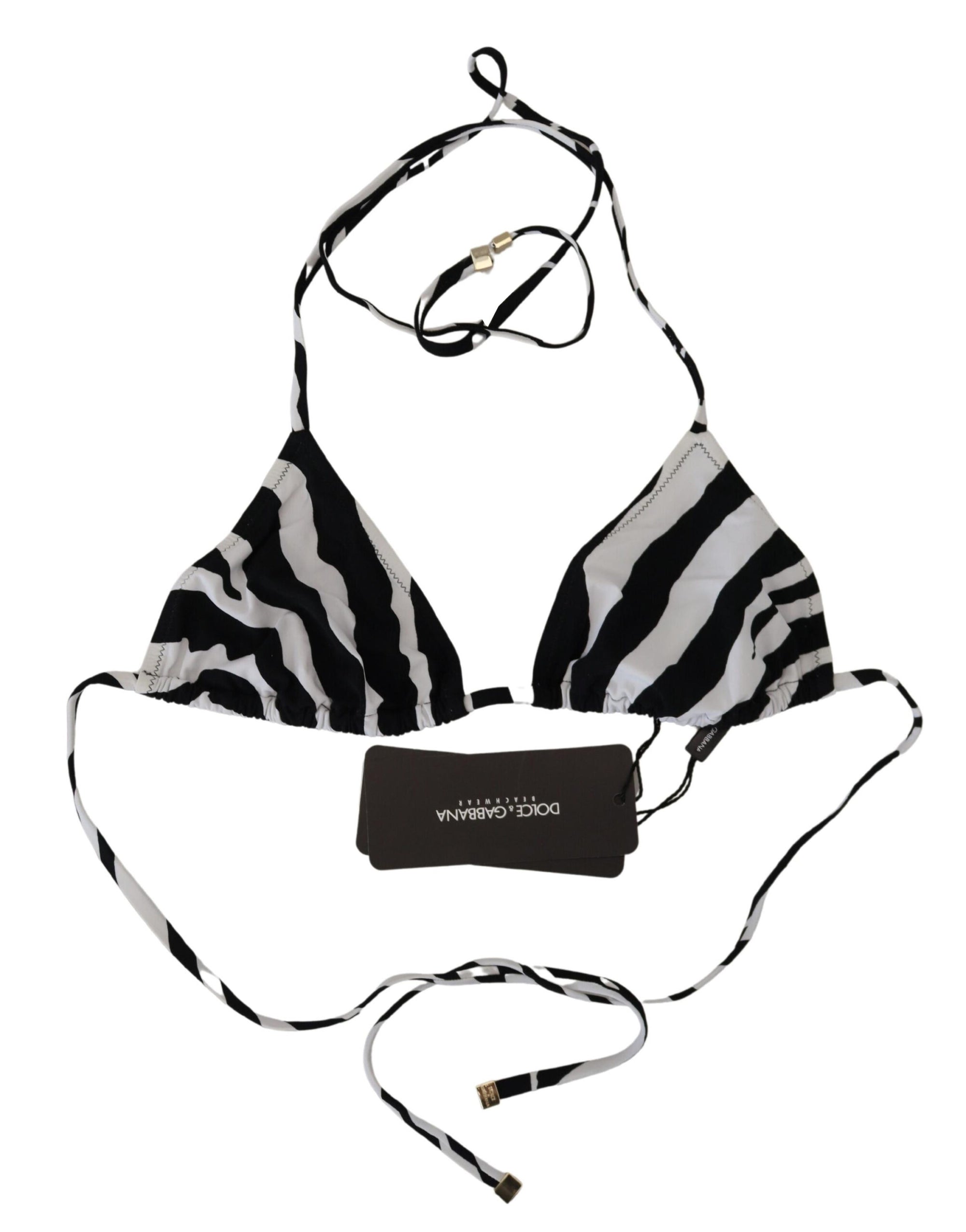 Haut de bikini dos nu à imprimé zèbre noir et blanc Dolce & Gabbana