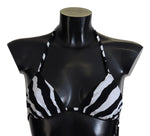 Haut de bikini dos nu à imprimé zèbre noir et blanc Dolce & Gabbana