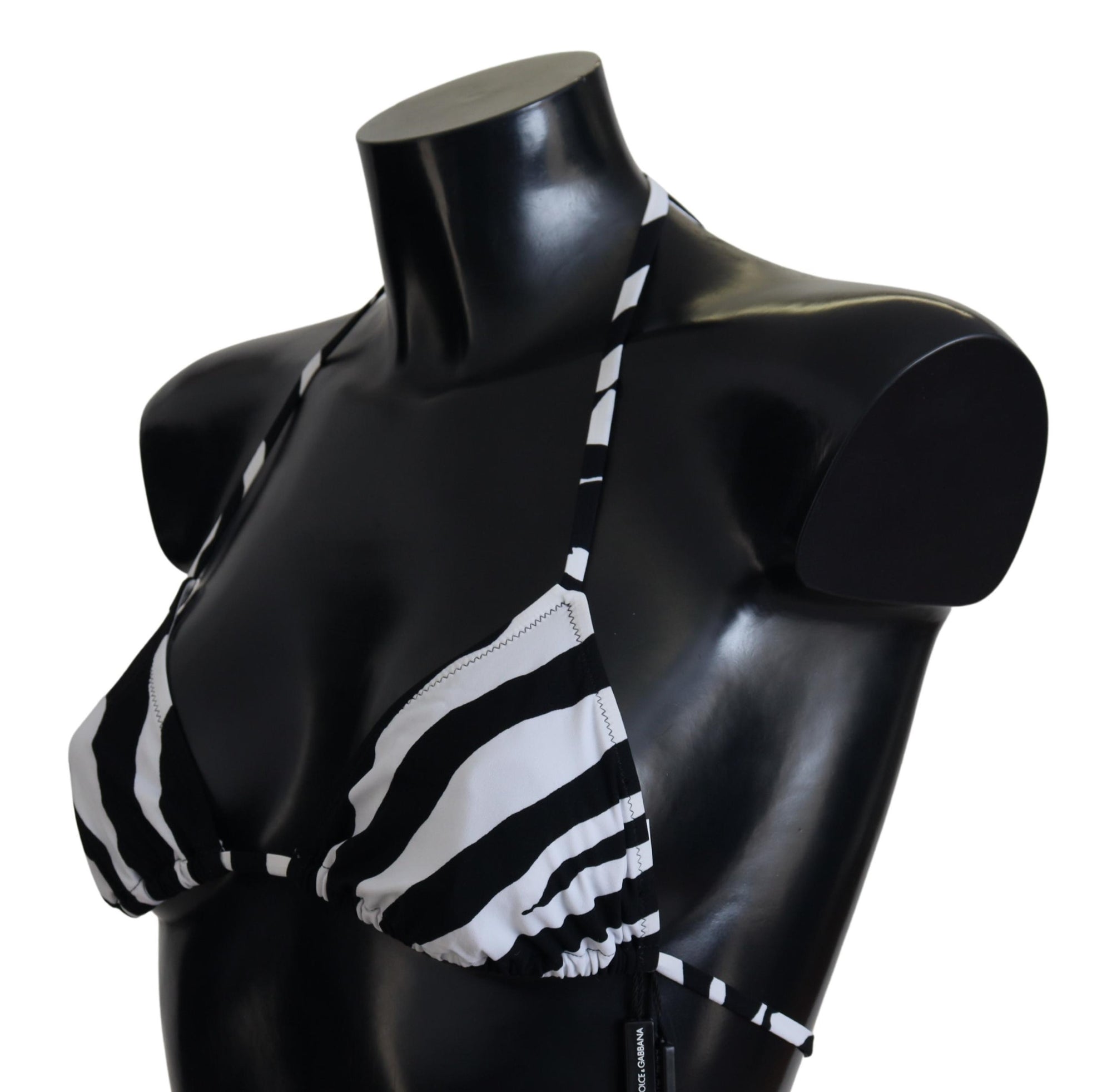 Haut de bikini dos nu à imprimé zèbre noir et blanc Dolce & Gabbana