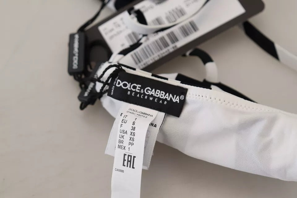 Haut de bikini dos nu à imprimé zèbre noir et blanc Dolce & Gabbana