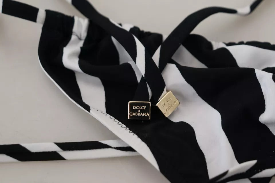 Haut de bikini dos nu à imprimé zèbre noir et blanc Dolce & Gabbana