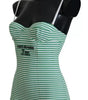 Dolce & Gabbana White Green Stripes One Piece Beachwear Swimwear