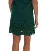 Dolce & Gabbana Green Floral Cutout Silk Wool Dress