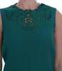 Dolce & Gabbana Green Floral Cutout Silk Wool Dress