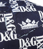 Dolce & Gabbana Blue Crown Logo Print Slim Fit Cotton Shirt