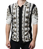 Dolce &amp; Gabbana White Black Silk Studded Stone Crystal Shirt