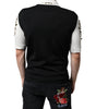 Dolce &amp; Gabbana White Black Silk Studded Stone Crystal Shirt