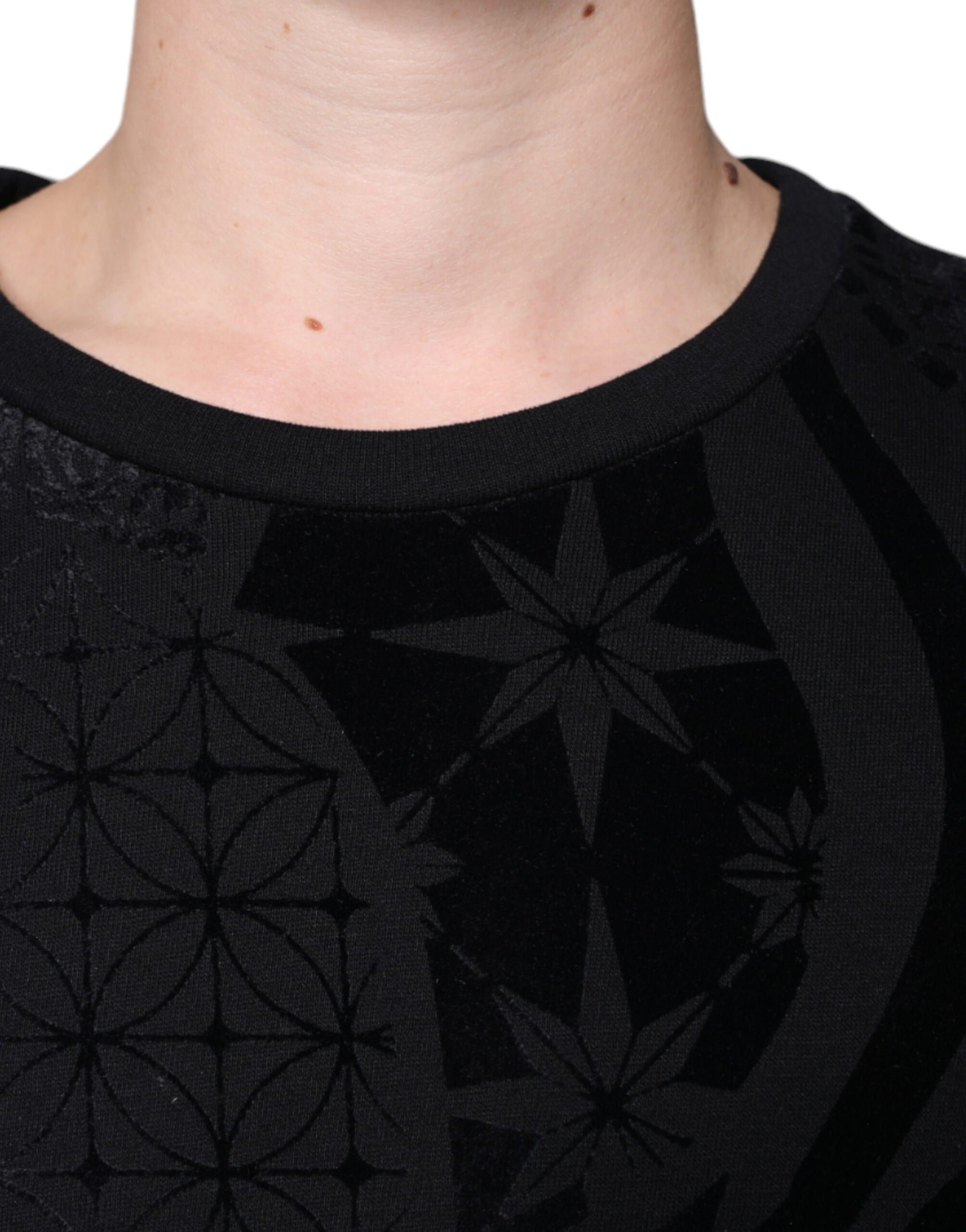 Dolce &amp; Gabbana Black Printed Crew Neck Sweatshirt Sweater