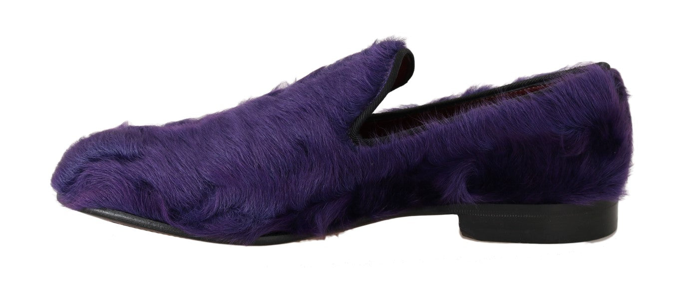 Mocassins en fourrure de mouton violet en peluche Dolce & Gabbana