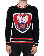 Dolce &amp; Gabbana Black Cashmere Pig of the Year Pullover Sweater