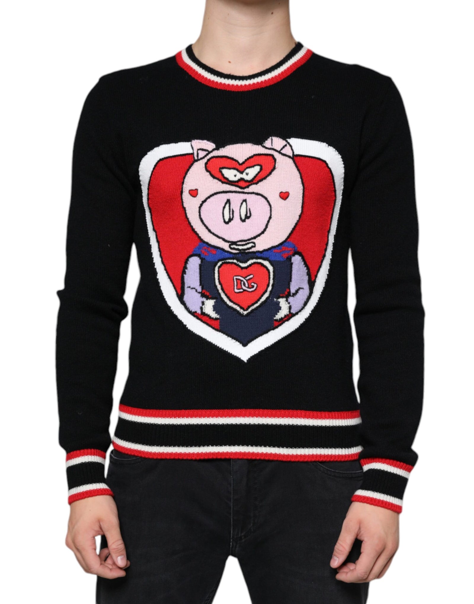 Dolce &amp; Gabbana Black Cashmere Pig of the Year Pullover Sweater