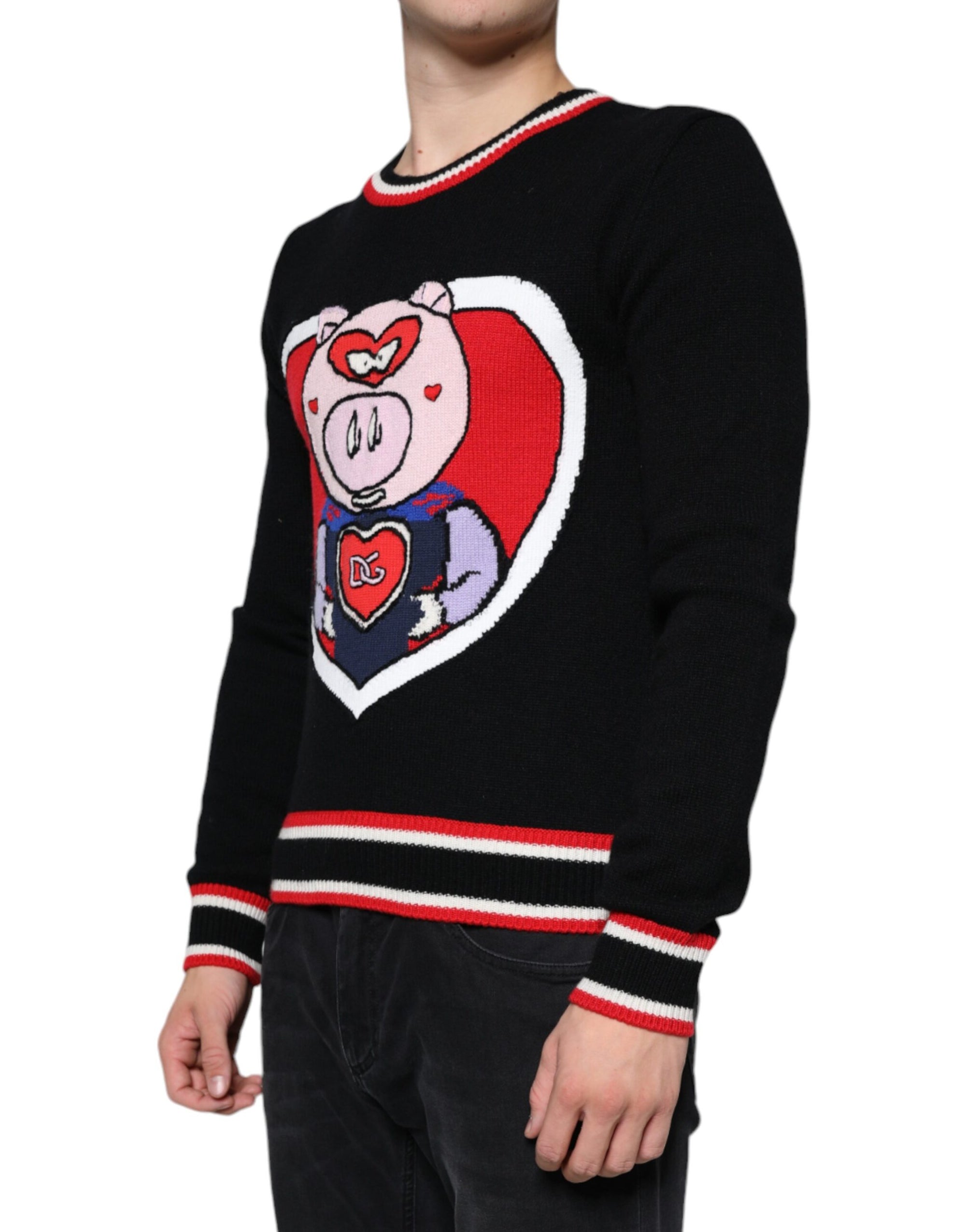 Dolce &amp; Gabbana Black Cashmere Pig of the Year Pullover Sweater