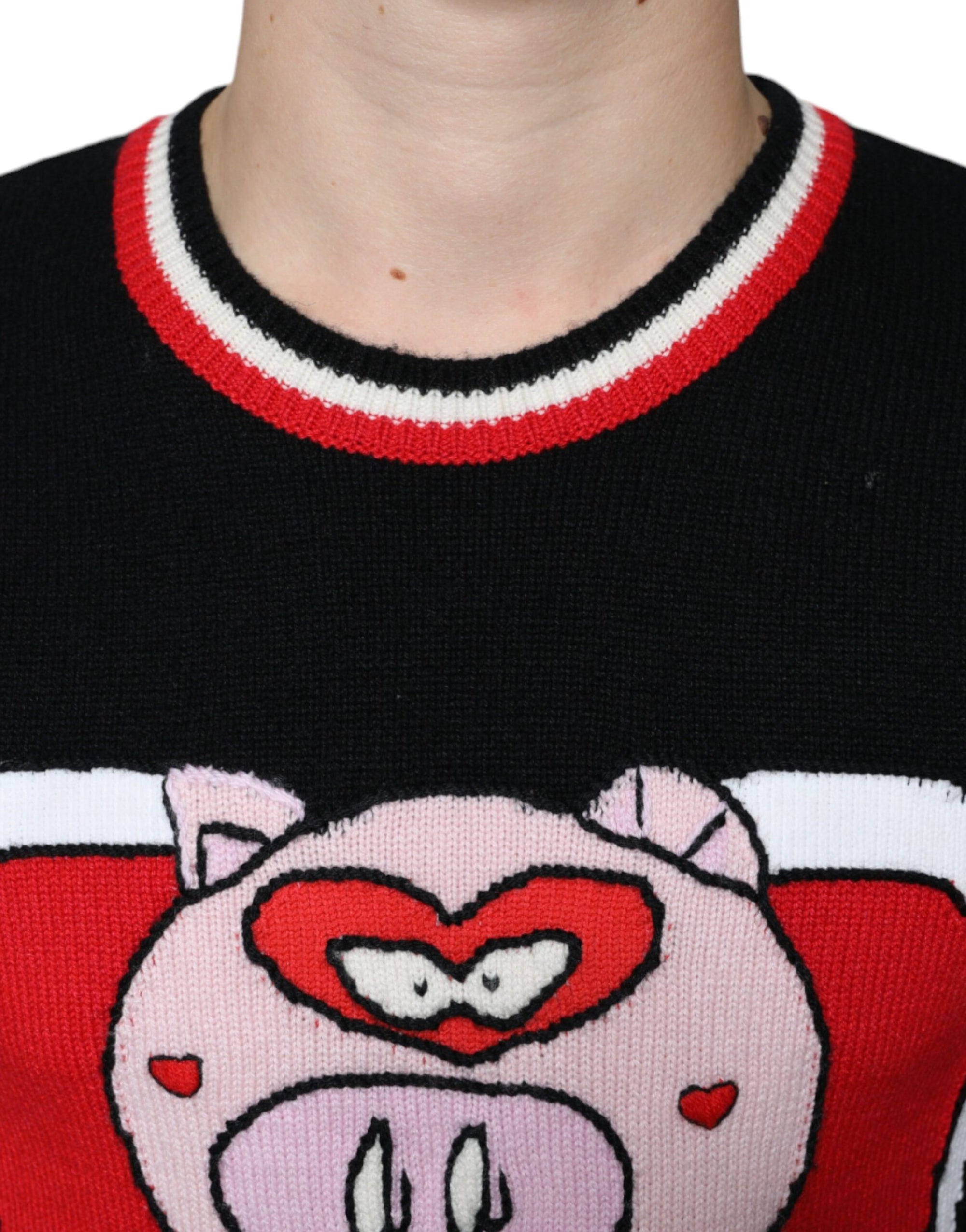 Dolce &amp; Gabbana Black Cashmere Pig of the Year Pullover Sweater