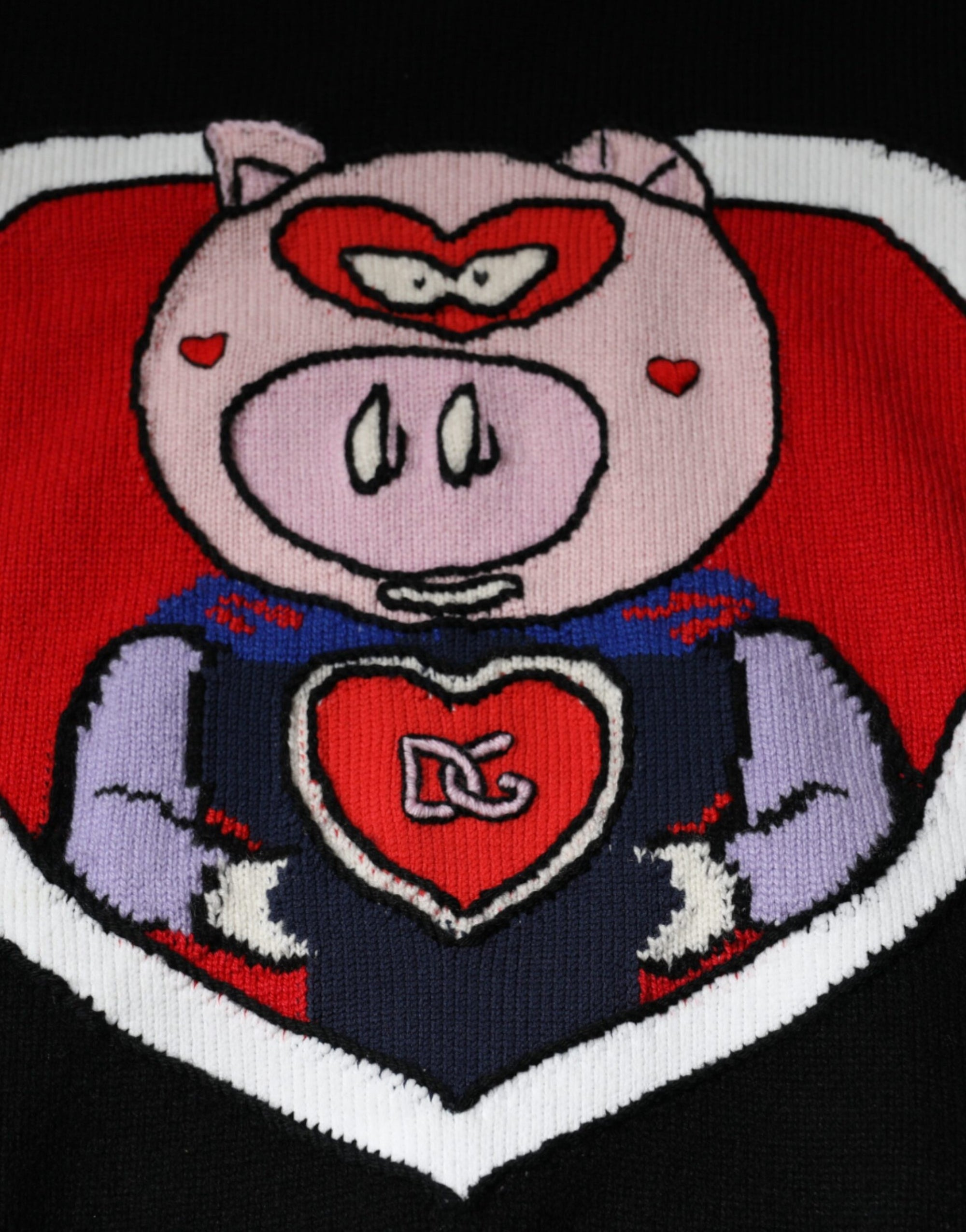 Dolce &amp; Gabbana Black Cashmere Pig of the Year Pullover Sweater