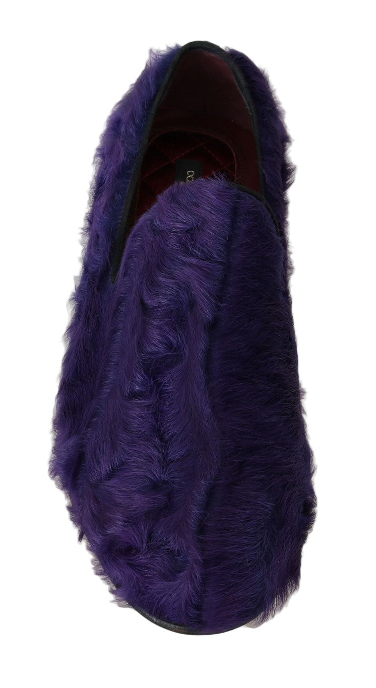 Mocassins en fourrure de mouton violet en peluche Dolce & Gabbana