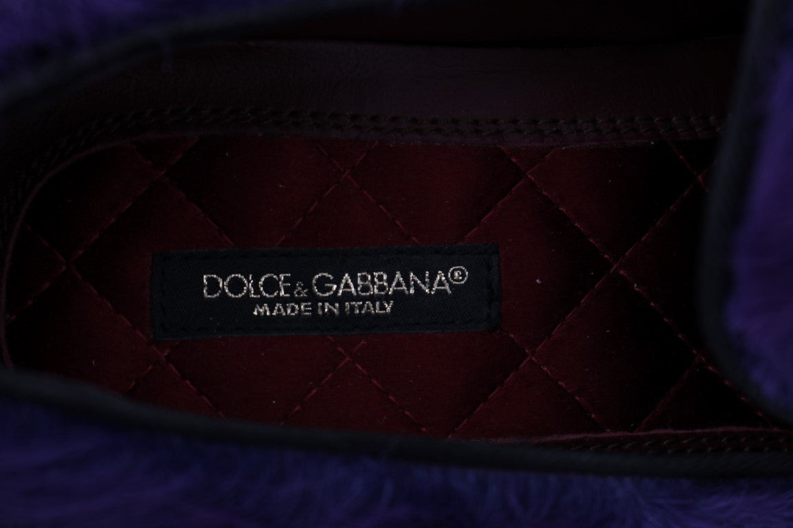Mocassins en fourrure de mouton violet en peluche Dolce & Gabbana