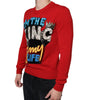 Dolce &amp; Gabbana Red I'm The King Wool Crew Neck Sweatshirt Sweater