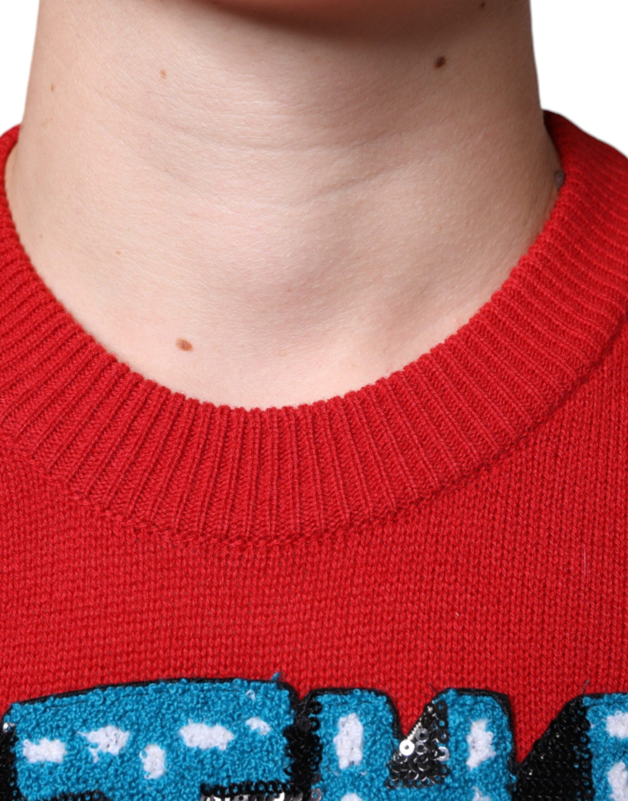 Dolce &amp; Gabbana Red I'm The King Wool Crew Neck Sweatshirt Sweater