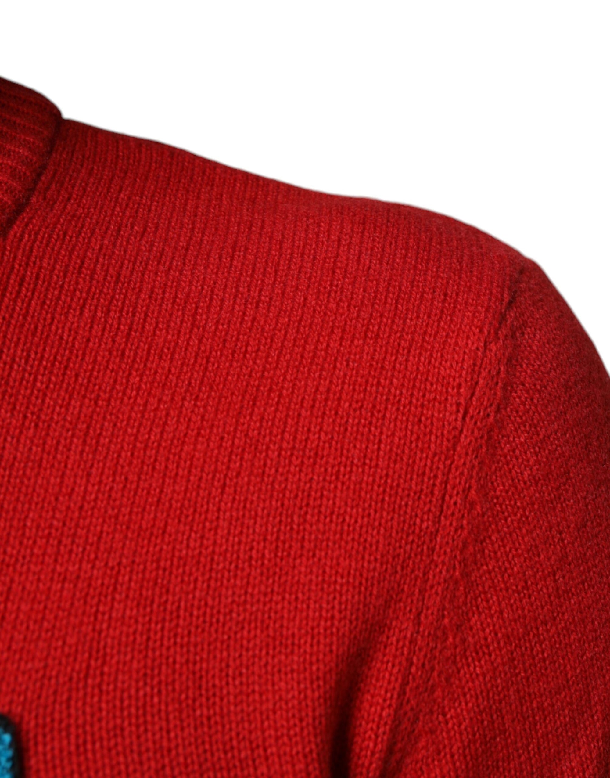 Dolce &amp; Gabbana Red I'm The King Wool Crew Neck Sweatshirt Sweater