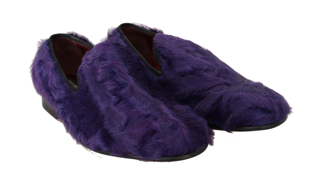 Mocassins en fourrure de mouton violet en peluche Dolce & Gabbana
