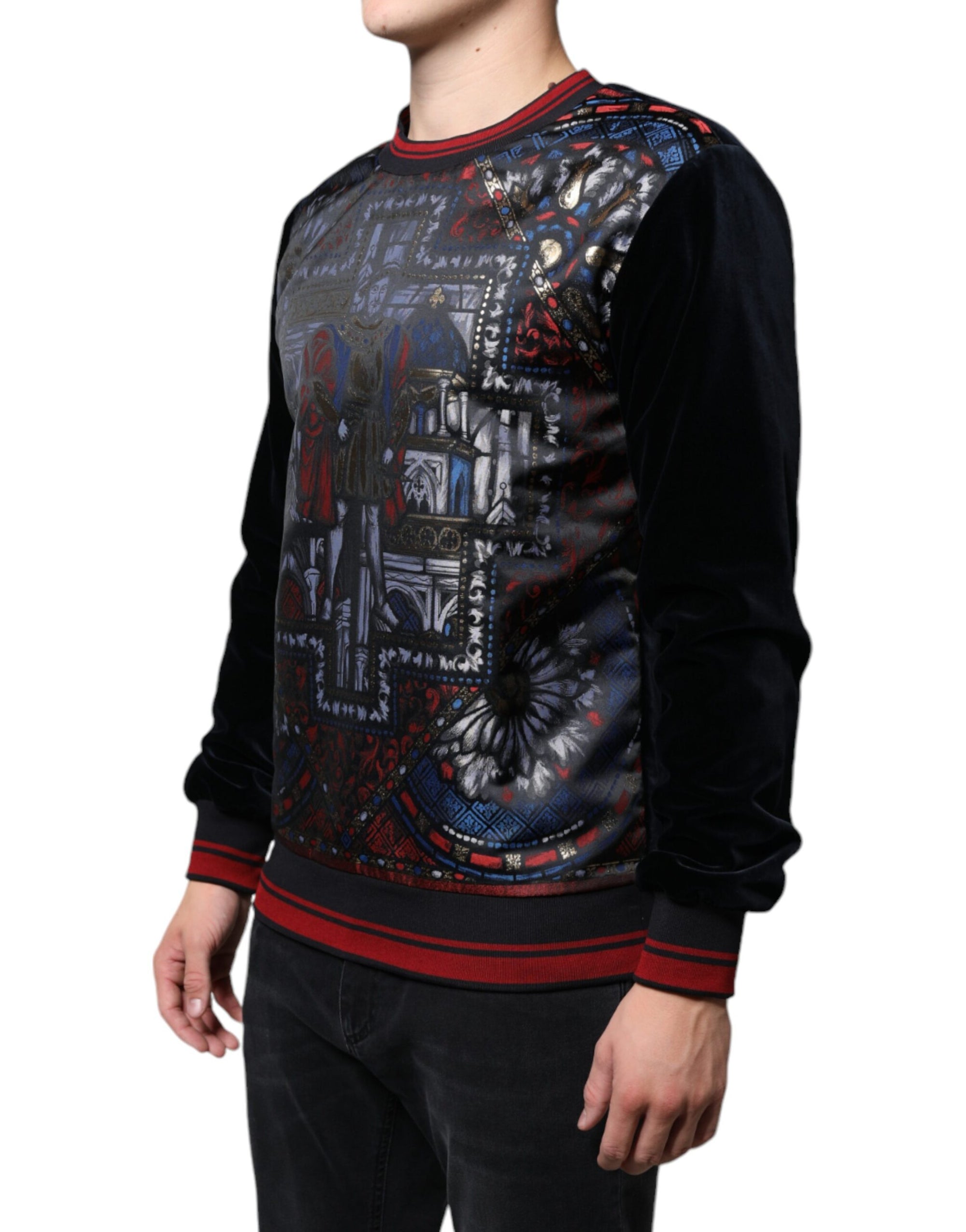 Dolce &amp; Gabbana Multicolor Jacquard Crew Neck Sweatshirt Sweater