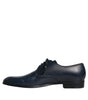 Dolce & Gabbana Navy Blue Leather Derby Dress Formal Shoes