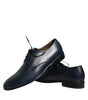 Dolce & Gabbana Navy Blue Leather Derby Dress Formal Shoes