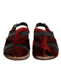 Sandales en cuir à poils de gazelle noires et rouges Dolce &amp; Gabbana