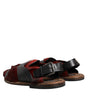 Sandales en cuir à poils de gazelle noires et rouges Dolce &amp; Gabbana