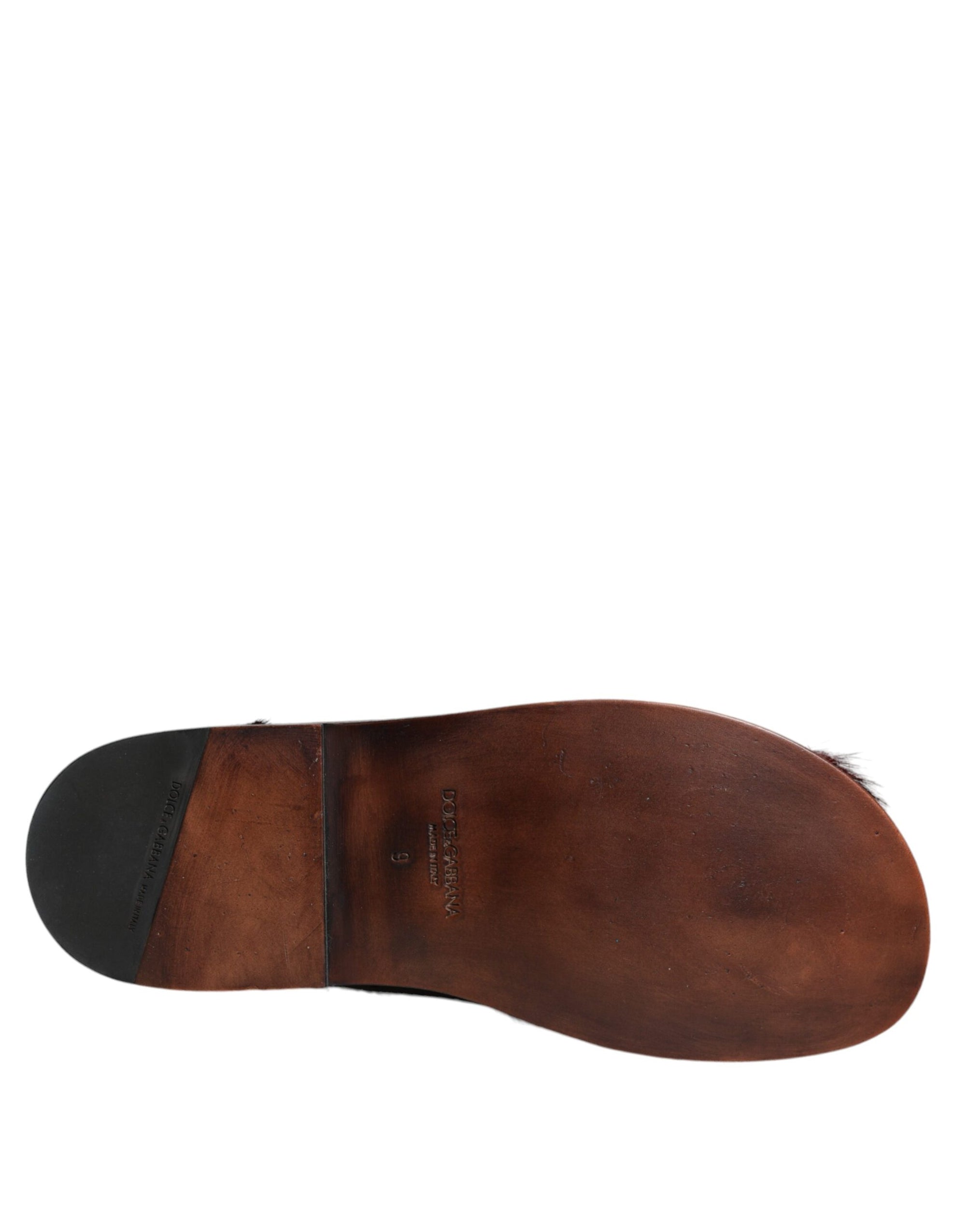 Sandales en cuir à poils de gazelle noires et rouges Dolce &amp; Gabbana