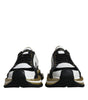 Dolce & Gabbana White Gold Black Leather SUPER KING Sneakers Shoes